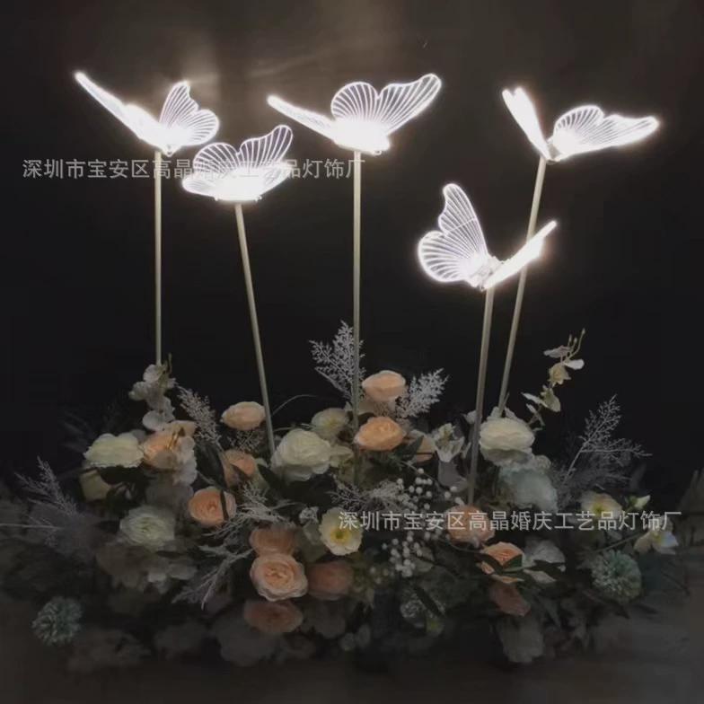 新款婚庆道具5布置蝴蝶路引婚礼发光舞台场景装饰头氛围装饰用品