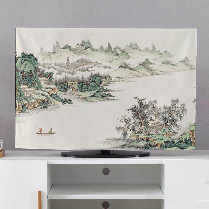 新中式电视机防尘罩55寸65寸盖布新款台式挂式液晶电视机罩套家用