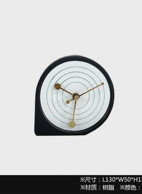 北欧简约现代轻奢树脂座台钟表摆件样板间书房卧室客厅桌面装饰品