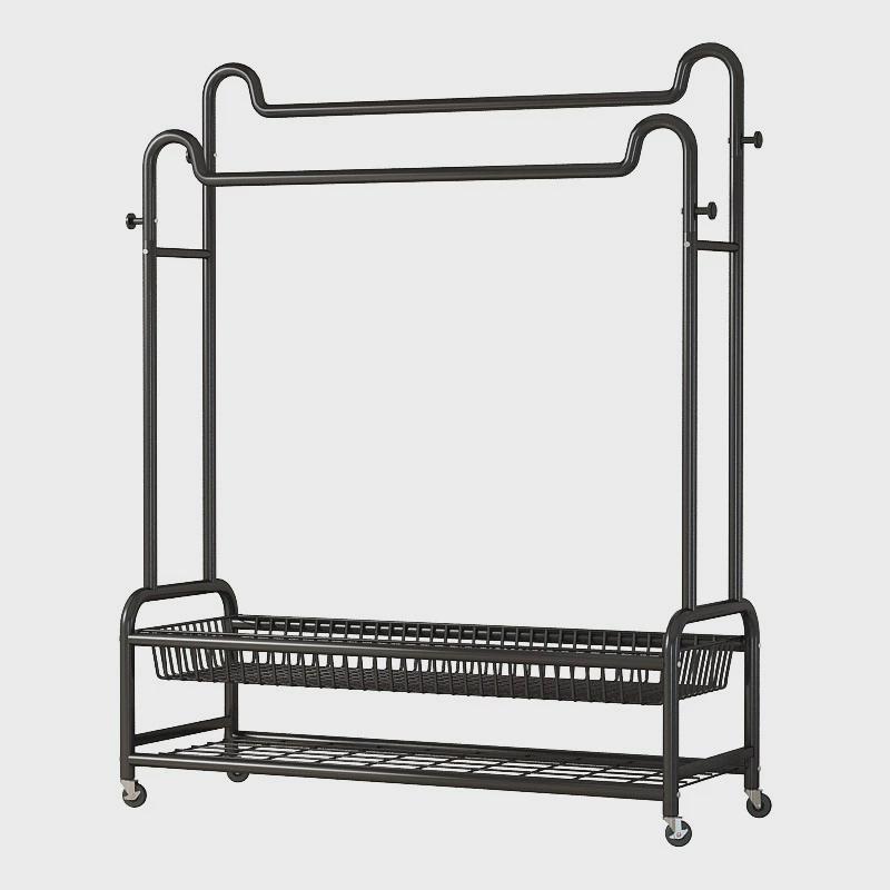 热销挂衣架落地卧室家用晾衣架简易衣帽架室内阳台猫耳式落地杆式