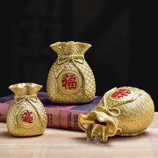 新年礼物中式 推荐 创意钱袋子树脂摆件门店开业发财寓意客厅电视柜