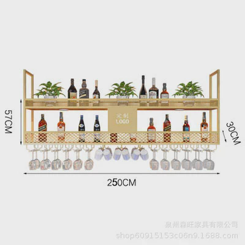 餐厅倒挂红酒高脚杯铁艺吊柜商用吧台悬挂酒柜酒吧清吧工业风酒架
