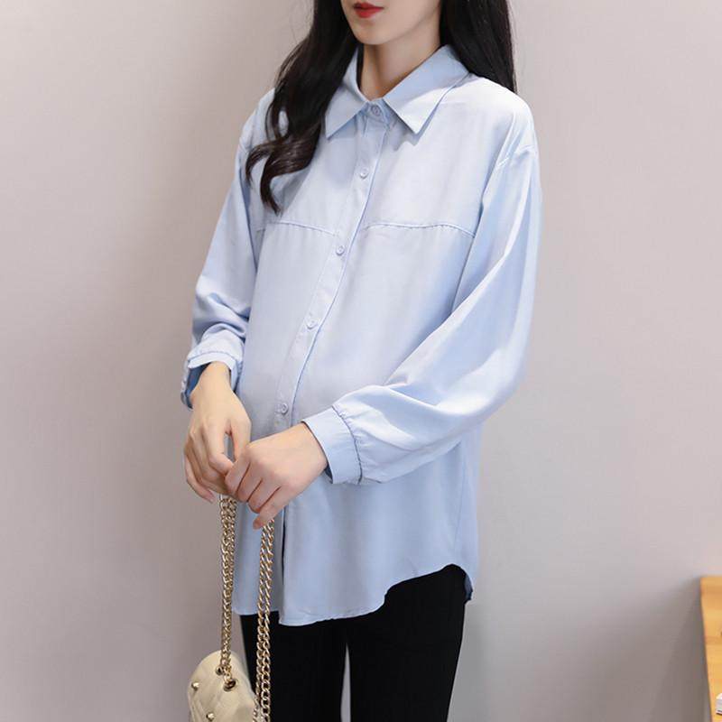 2025春装长袖雪纺春秋韩版长袖职业孕妇衬衫上班蓝色宽松衬衣,孕妇装/孕产妇用品/营养,衬衫/雪纺衫,淘宝优惠券,粉丝福利购,淘宝优惠卷