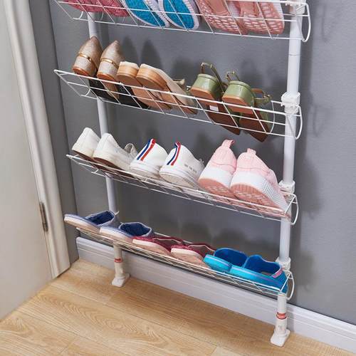 顶天立地式门厅衣帽架玄关置物架免打孔门后鞋架客厅伸缩挂衣架