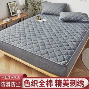 86n纯棉夏季 加厚夹棉床笠单件绣花床罩水洗棉席梦思床垫保护套罩