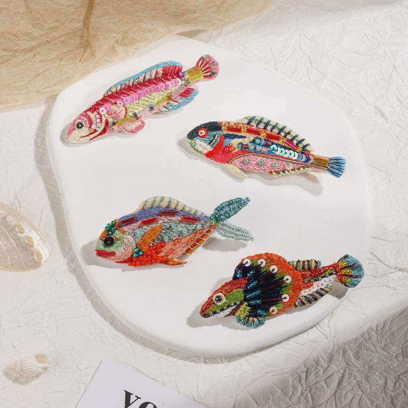 手工刺绣diy材料包多巴胺小鱼胸针四件套可变发夹送朋友闺蜜礼物,居家布艺,淘宝优惠券,粉丝福利购,淘宝优惠卷