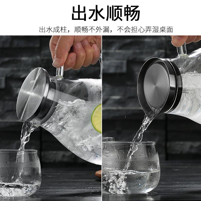 家用冷水壶玻璃耐热高温晾凉白开水杯扎壶防爆大容量透明水瓶套装