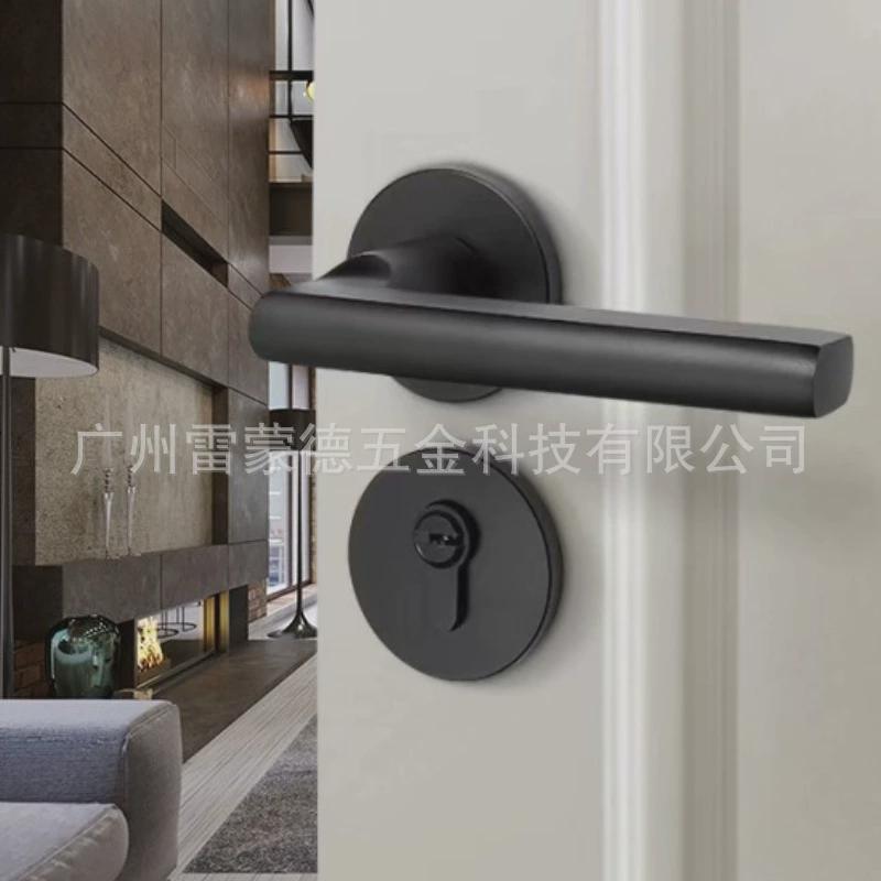 太空分体锁室内静音门锁氧化铝铝木门锁铜三叉静音锁体卧室门锁