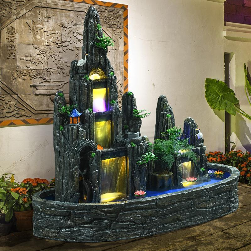 大型假山流水喷泉瀑布造景户外别墅庭院花园室内落地摆件景观
