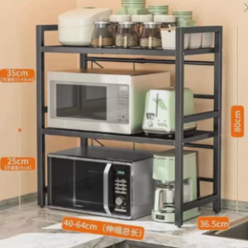 厨房置物架可伸缩微波炉烤箱架子桌面双层台面多功能储物架收纳架