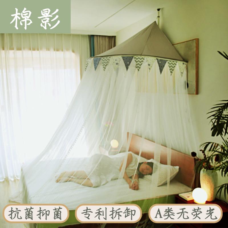 抗菌半圆蚊帐用新款吊顶免安装落地式床幔公主风防尘顶加密加厚