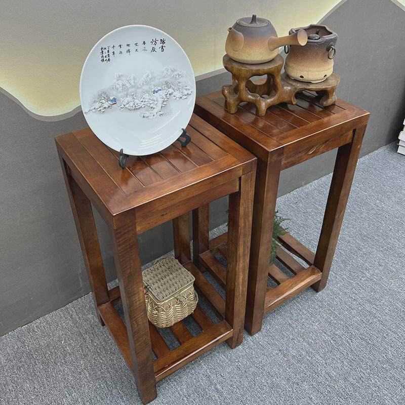 实木仿古花架中式家用置物架客厅盆景架落地花盆架老船木边角架子