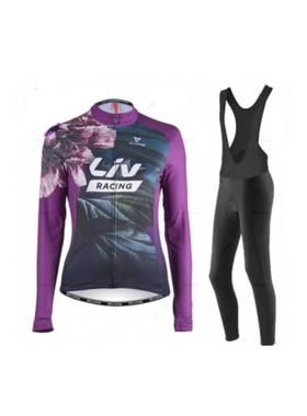 LIV夏季骑行服女士黑色防震长裤公路自行车山地车牛奶丝套装