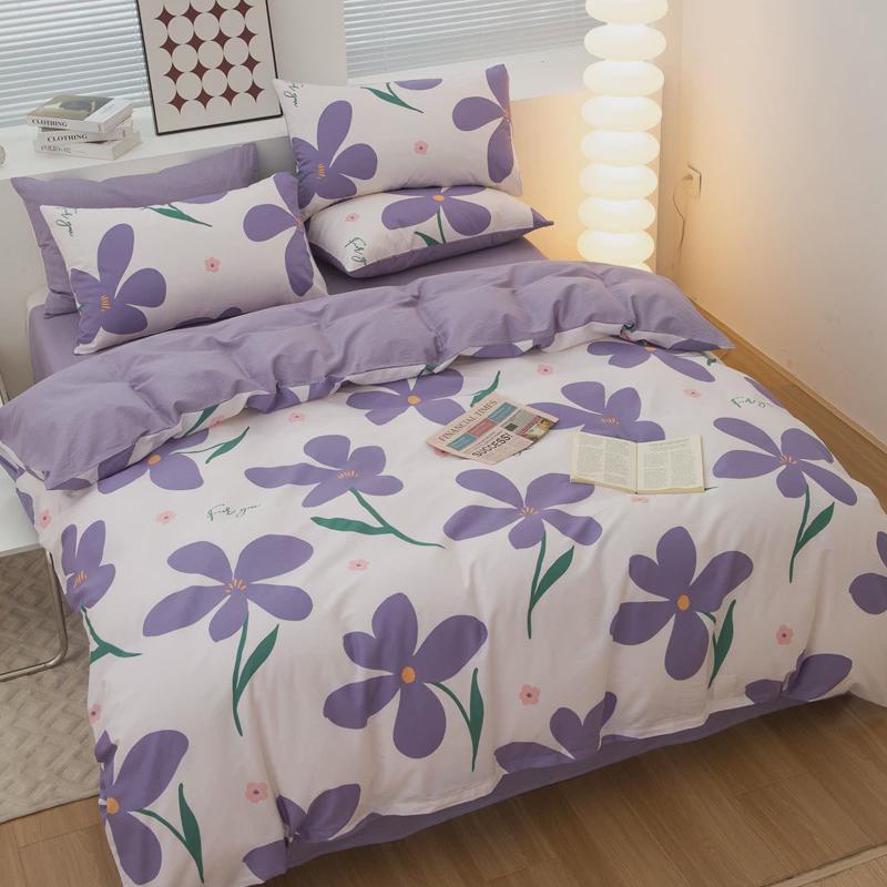 厂家直销全棉四件套印花斜纹单双人床单被套枕套学生床笠式三件套