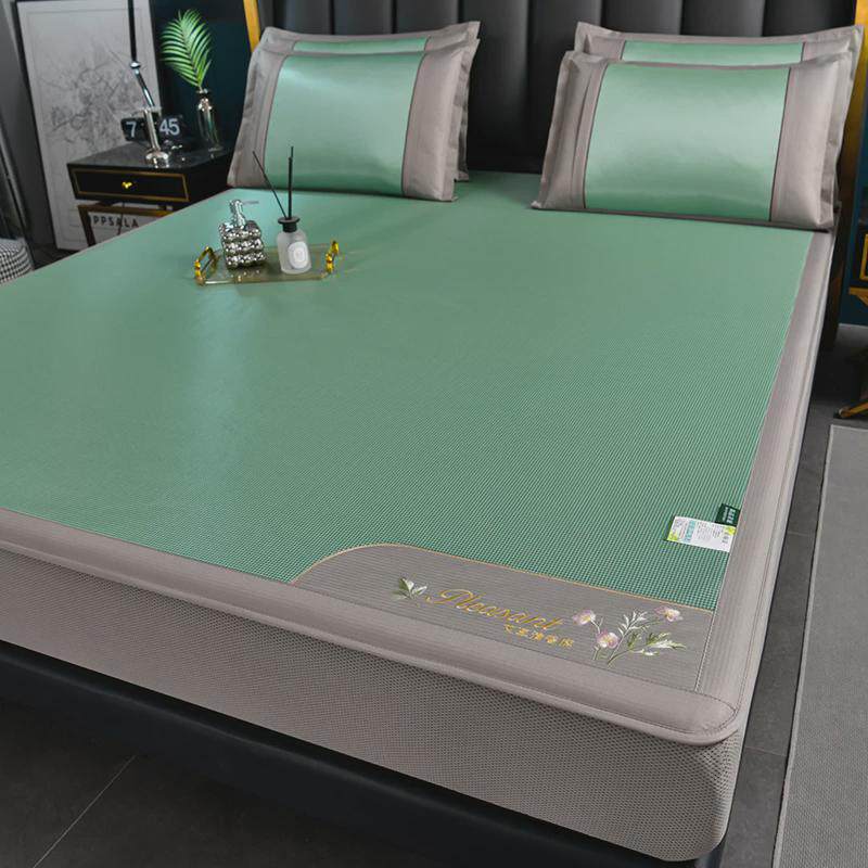ug732024年新款人冰丝席凉席冰藤席子床笠款三件套单双艾草可折叠