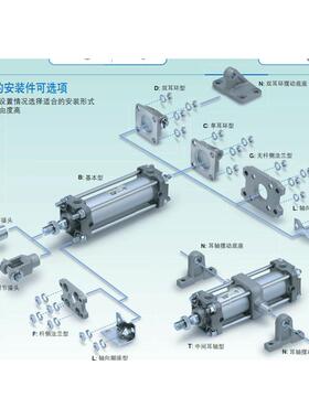 标准气缸CA2B/CDA2B40/50/63-25-50-75-100-125-150-175-200Z