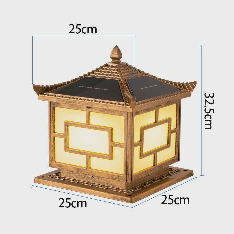 太阳能柱头灯中字翘脚围墙灯户外别墅庭院门柱灯中式宫灯装饰灯