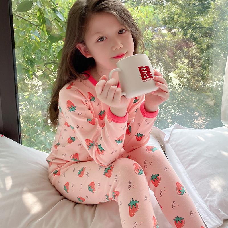 2023新款女童秋衣秋裤批发纯棉男童内衣套装中大童保暖家居服儿童