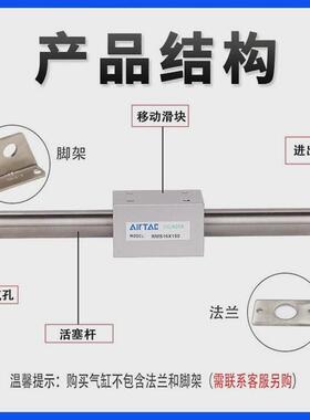 亚德客磁耦式无杆气缸RMS10/16/20/25/32/40X100X200X300X500S-LB