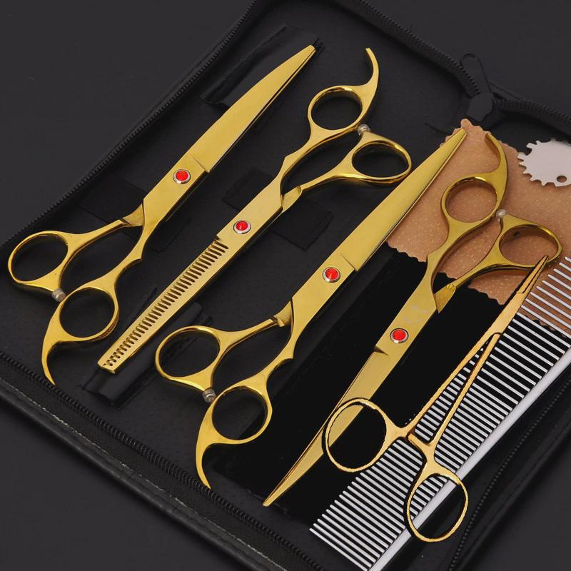 厂家直销不锈钢宠物剪刀专业宠物剪毛弯剪剪毛狗狗牙剪剪刀套装