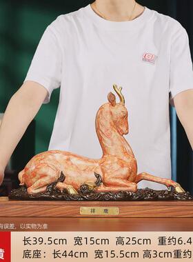 铜卧祥黄铜欣鹿摆件《祥鹿》家居饰品铜工艺品鹿客厅桌面礼品