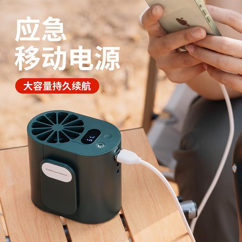 新款挂脖风扇懒人无叶风扇挂腰 usb大风力电量显示小风扇降温神器