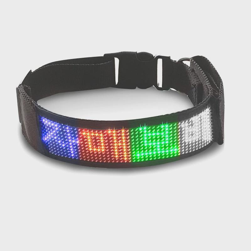 led显示屏宠物项圈手机发送牵引绳狗狗项圈单色发光led项圈