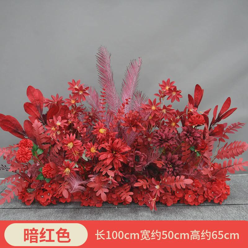 新款花婚庆仿真花排羽毛地排高档路引花舞台t台花艺布置装饰森系