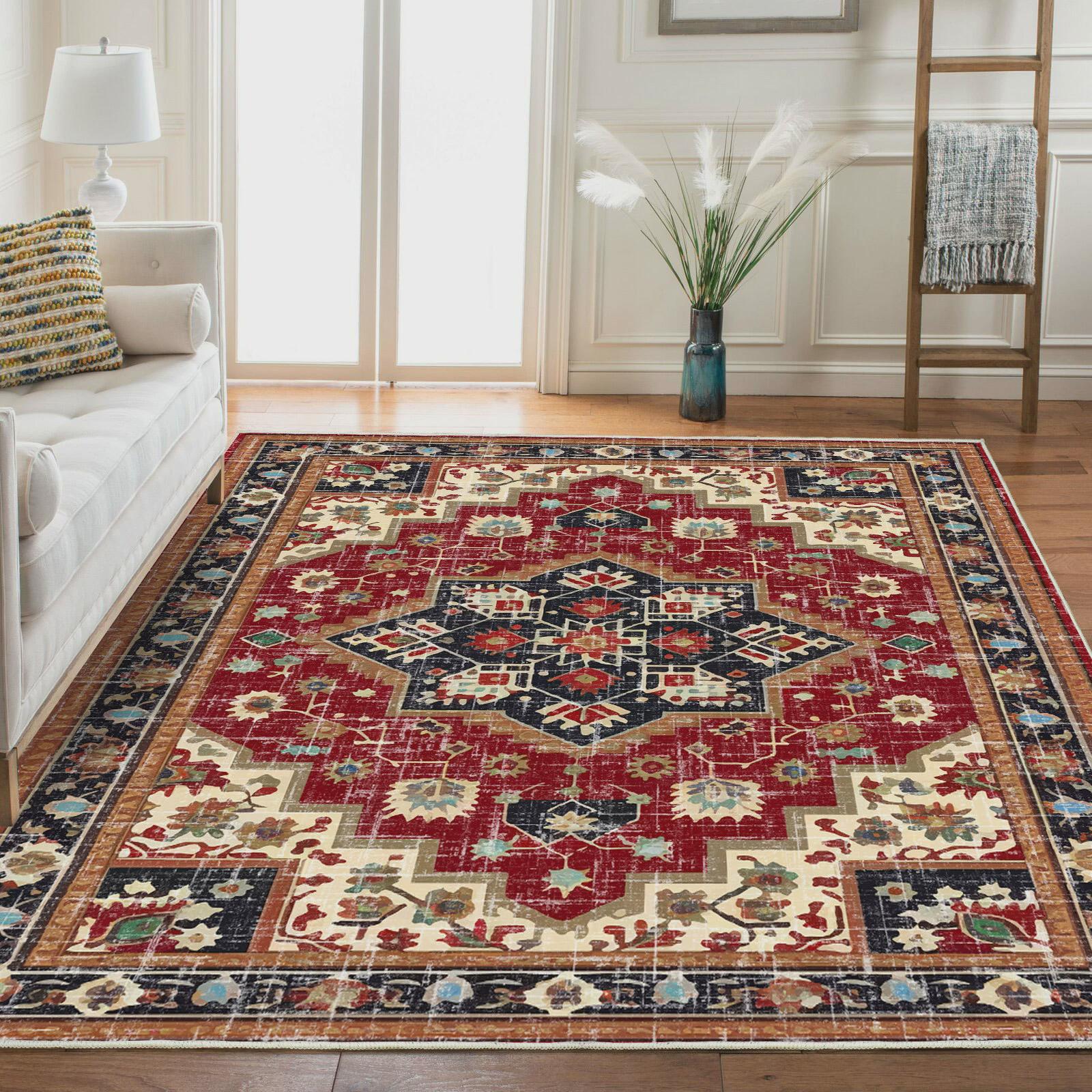 大尺寸卧室客厅波斯地垫满铺美式复古地毯垫短毛绒水洗tpr底地毯