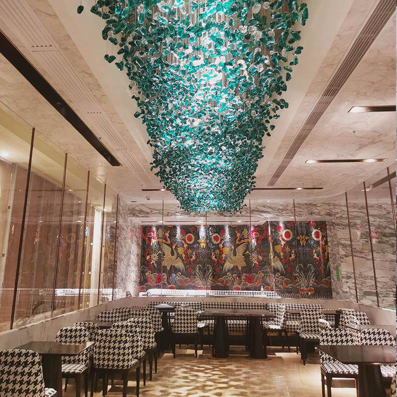 琉璃装饰吊灯饭店酒店餐厅宴会厅水晶石头创意灯具造型组合吊灯