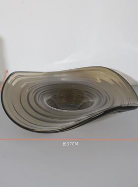 家居极简玻璃花器摆件样板房茶几电视柜客厅欧式桌面琉璃果盘批发