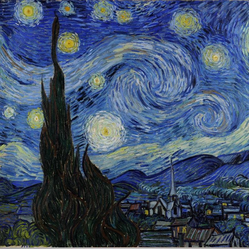 名人字画梵高星空印象派装饰画欧式客厅墙画书房挂画玄关壁画图片