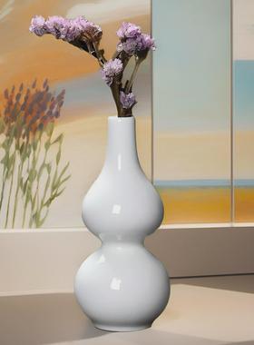 轻奢花插羊脂玉白瓷花瓶高级感客厅摆件插花水培风瓶北欧风小摆件