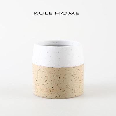 KULE HOME 粗陶笔筒创意摆件艺术可爱手工简约现代日式桌面收纳桶