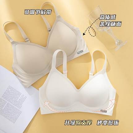 果冻条软支撑无痕内衣女小胸聚拢夏季薄款收副乳防下垂无钢圈文胸