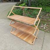 批发实木置物架野营架子家用落地多层阳台收纳架便携折叠户外露营