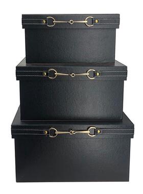 橙色轻奢高档收纳盒收纳箱样板房展厅衣帽间衣柜装饰盒轻奢礼品盒