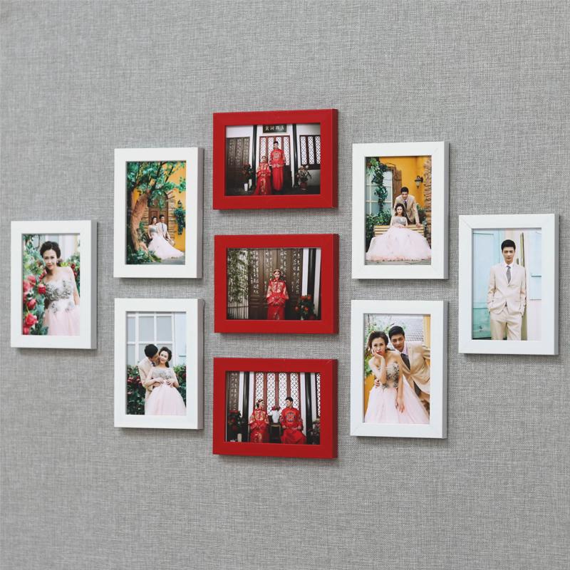 26N客厅简约照片墙装饰免打孔挂墙7寸相框组合房间布置相片墙洗照