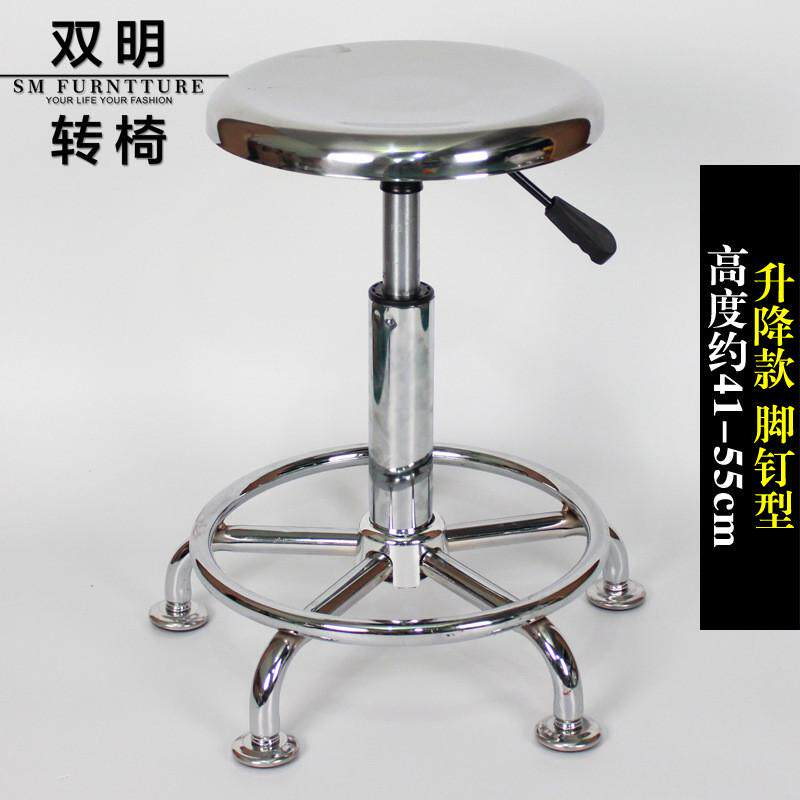 工作流水线不锈钢凳子圆形升降旋转医院椅子生产车间凳