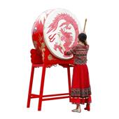 洪威24寸立式 大鼓舞蹈龙鼓牛皮鼓战鼓寺院鼓中国鼓红堂鼓威风锣鼓