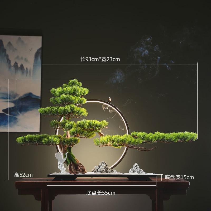5dbj批发禅意仿真迎客松盆景摆件办公室客厅软装玄关酒店会所中式