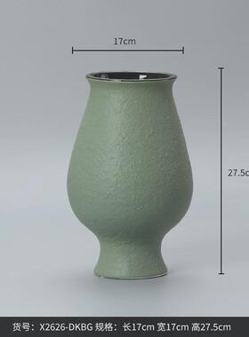 博西家居黄色磨砂釉大肚陶瓷花瓶摆件新中式陶罐客厅花器家居