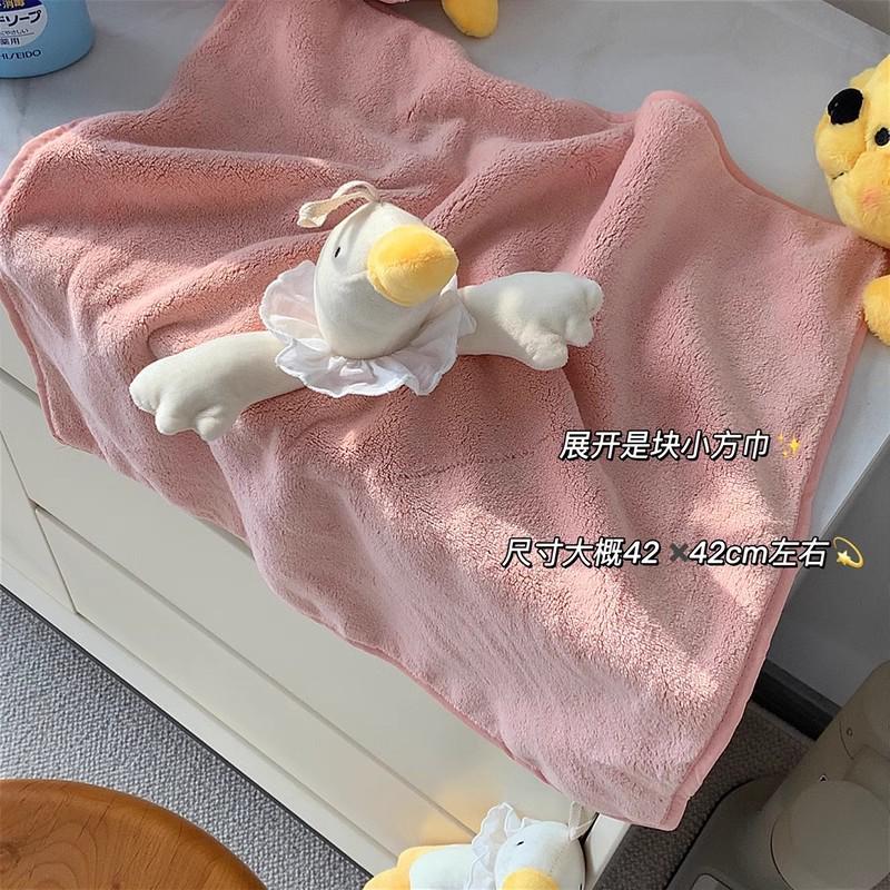 卡通多用鹅手鹅盖珊瑚绒加厚厨卫肥大毛挂式42*42cm巾擦手巾巾擦