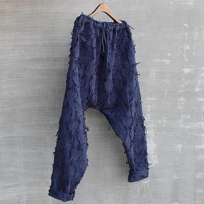 那时的光　中国风男士大码亚麻裤宽松麻裤黑大裆裤裤潮