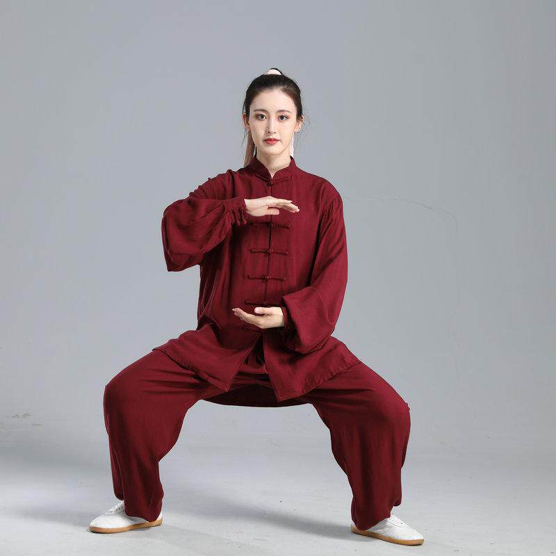 丝光棉太极拳棉绸练功服中年男女长袖棉冰丝春夏太极服棉服装