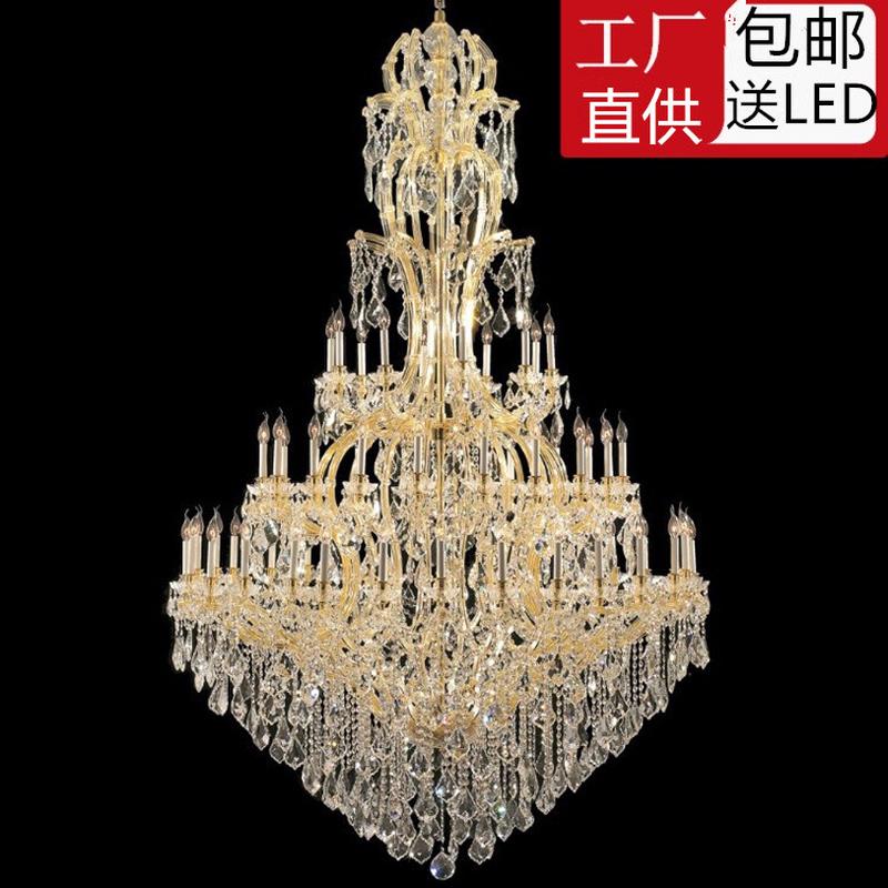 复式楼水晶大吊灯别墅酒店工程大厅灯大气欧式客厅吊灯楼梯间厂家