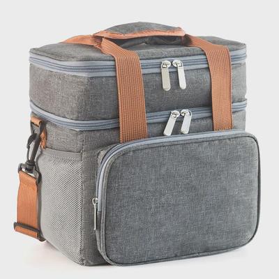 万纳新款双层保温袋手提斜挎午餐防水外野餐包包户冰包带饭保