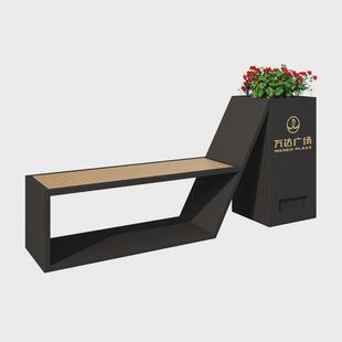 不锈钢组合坐凳花箱花架商业街售楼部铁艺大花坛户外道路种植花槽