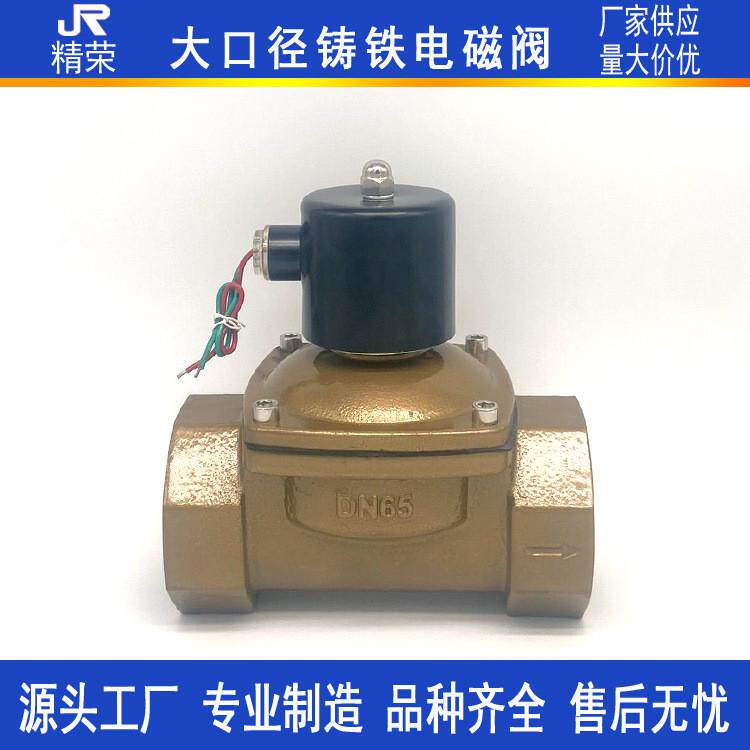 常闭电磁阀2W-65螺纹铸铁阀体气阀DN65DN80DN100大口径水阀AC220V