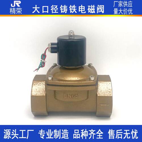 常闭电磁阀2W-65螺纹铸铁阀体气阀DN65DN80DN100大口径水阀AC220V